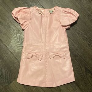 HABITUAL Girl’s Puff Sleeve Faux Leather Dress in Pink Sz. 3T